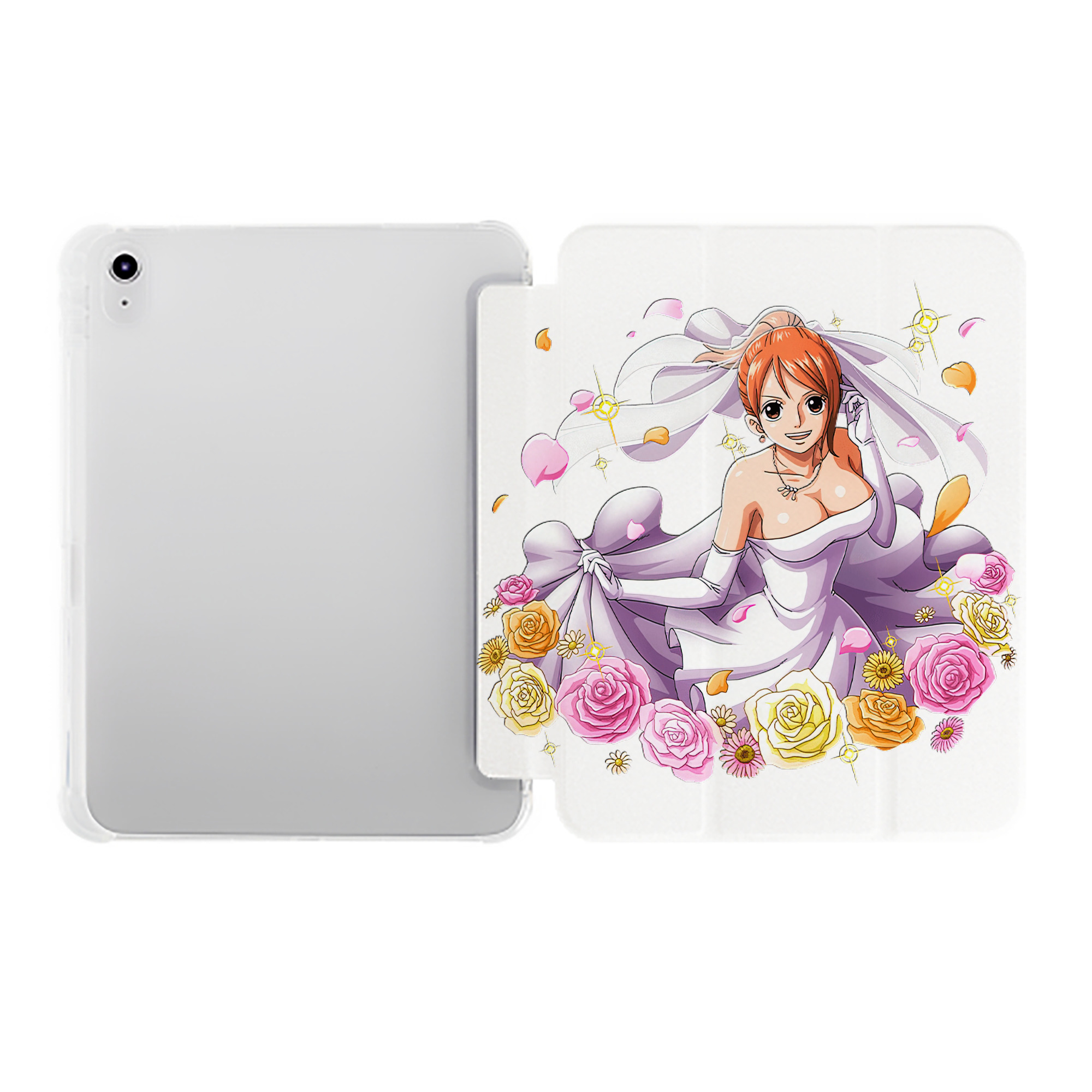 （画像用） ワンピース ナミ ONE PIECE Nami IPad ケース ペン収納付き 三つ折りスタンド PUレザー×シリコン 対応機種9.5/10.5/10.9インチ